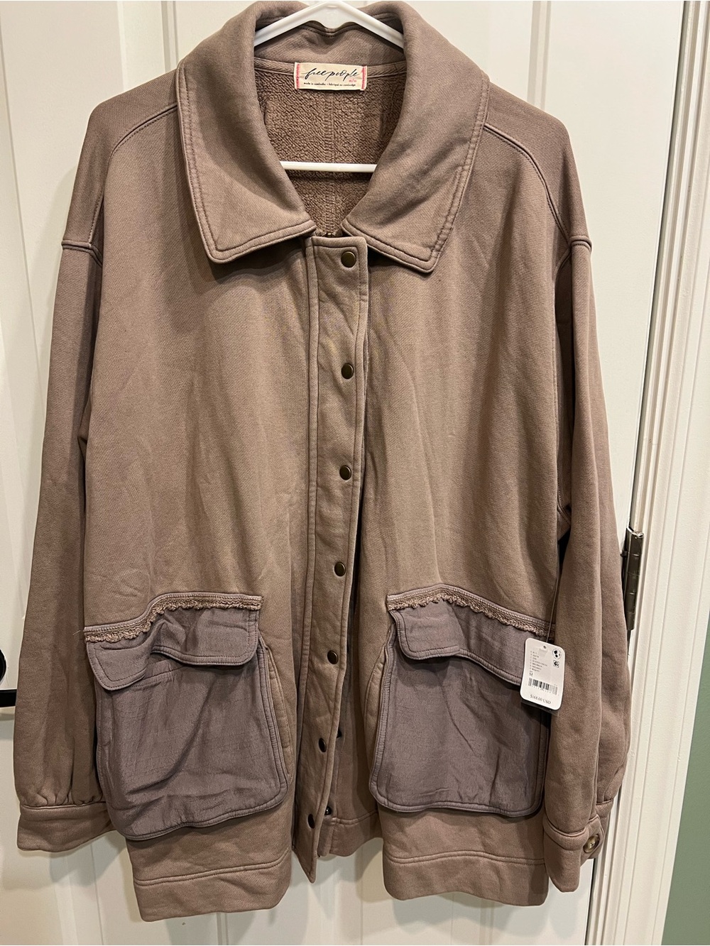 free people Taupe Utility Pocket Jacket/shacket nwt